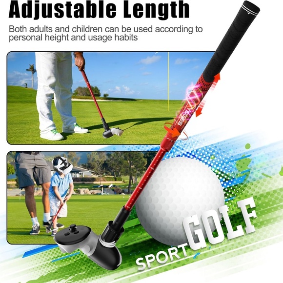 YOGES Adjustable Length VR Golf Club Handle for Meta For Quest 3 or 2 Black/Red - Picture 7 of 15